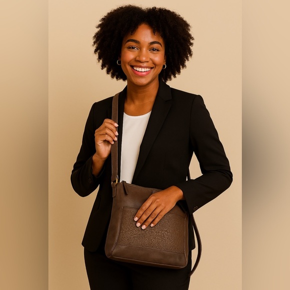 The Sak Brown Distressed Pebbled Leather Crossbody - Picture 13 of 14